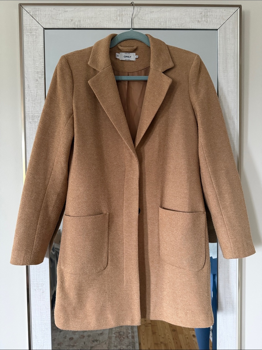 Only Camel Single-Breasted Notch-Lapel Coat